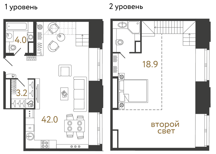 Однокомнатный номер №33 в ЖК Типография - 68.1 м²