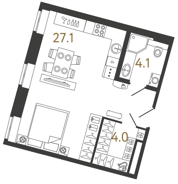 Однокомнатный номер №122 в ЖК Типография - 35.2 м²