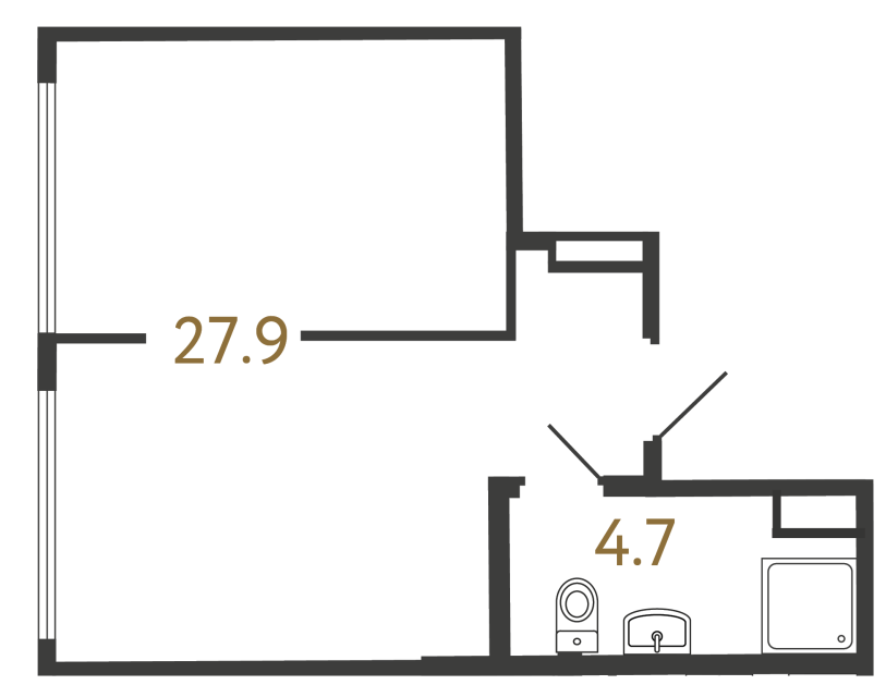 Однокомнатный номер №163 в ЖК Типография - 32.6 м²  - №2