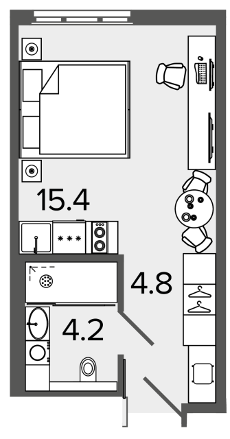 Апартаменты-студия №1413 в ЖК ARTSTUDIO M103 - 23.5 м²