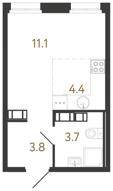 Студия №550 в ЖК Куинджи - 23 м²  - №2