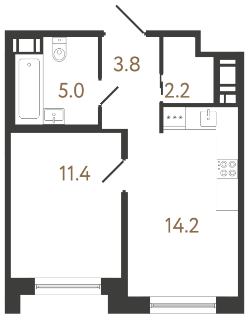 Однокомнатная квартира №269 в ЖК Передвижники 2 - 36.6 м²  - №2