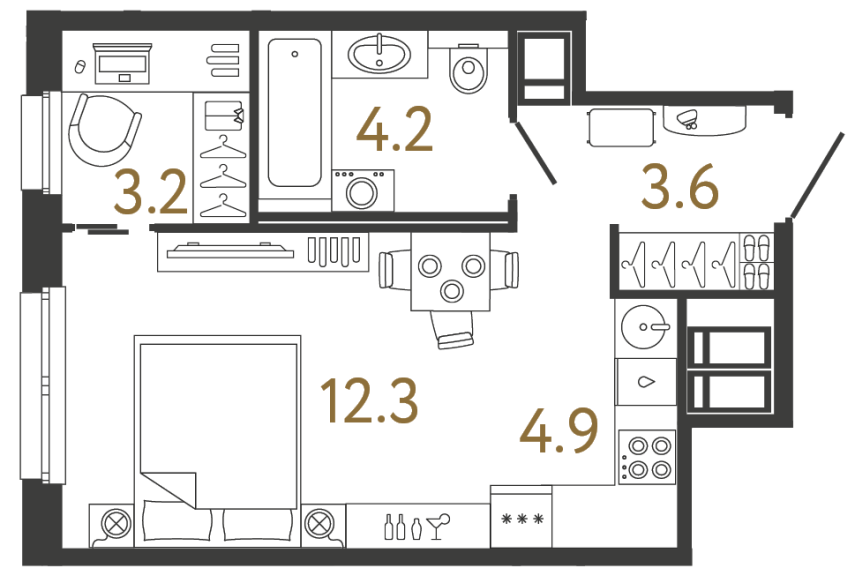 Студия №238 в ЖК Передвижники - 28.2 м²