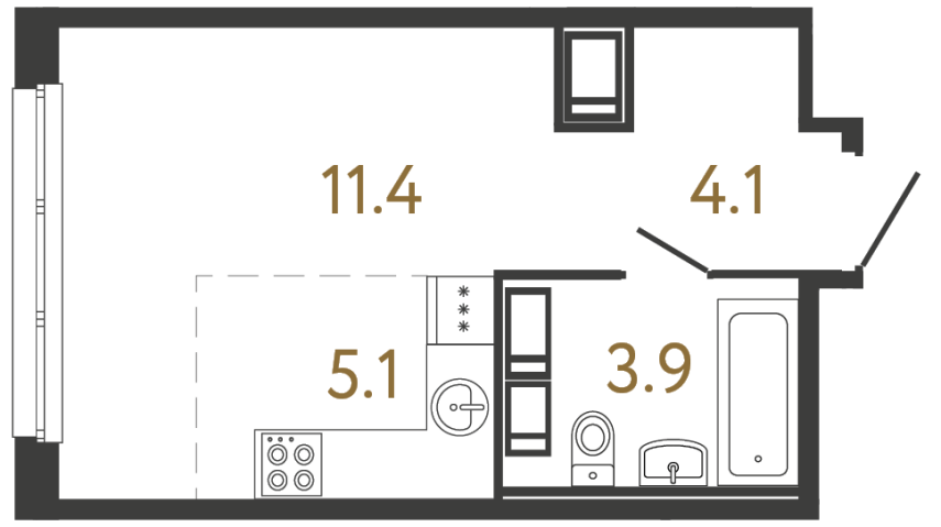 Студия №277 в ЖК Передвижники - 24.5 м²  - №2