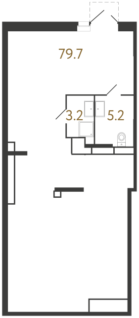Коммерческое помещение №601 в ЖК Куинджи - 88.1 м²