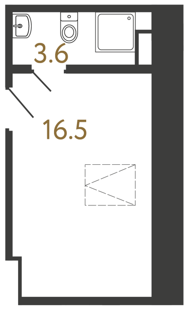 Однокомнатный номер №102 в ЖК Типография - 20.1 м²  - №2