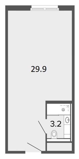 Апартаменты-студия №170 в апарт-отеле ARTSTUDIO Moskovsky - 33.1 м²  - №2